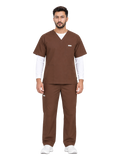 Curawear Core Men's V Neck Scrub Set - Espresso Brown