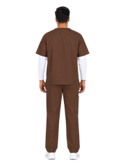 Curawear Core Men's V Neck Scrub Set - Espresso Brown