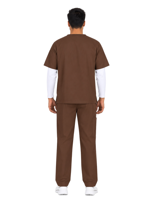 Curawear Core Men's V Neck Scrub Set - Espresso Brown
