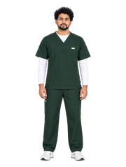 Curawear Core Men's V Neck Scrub Set - Forest Green
