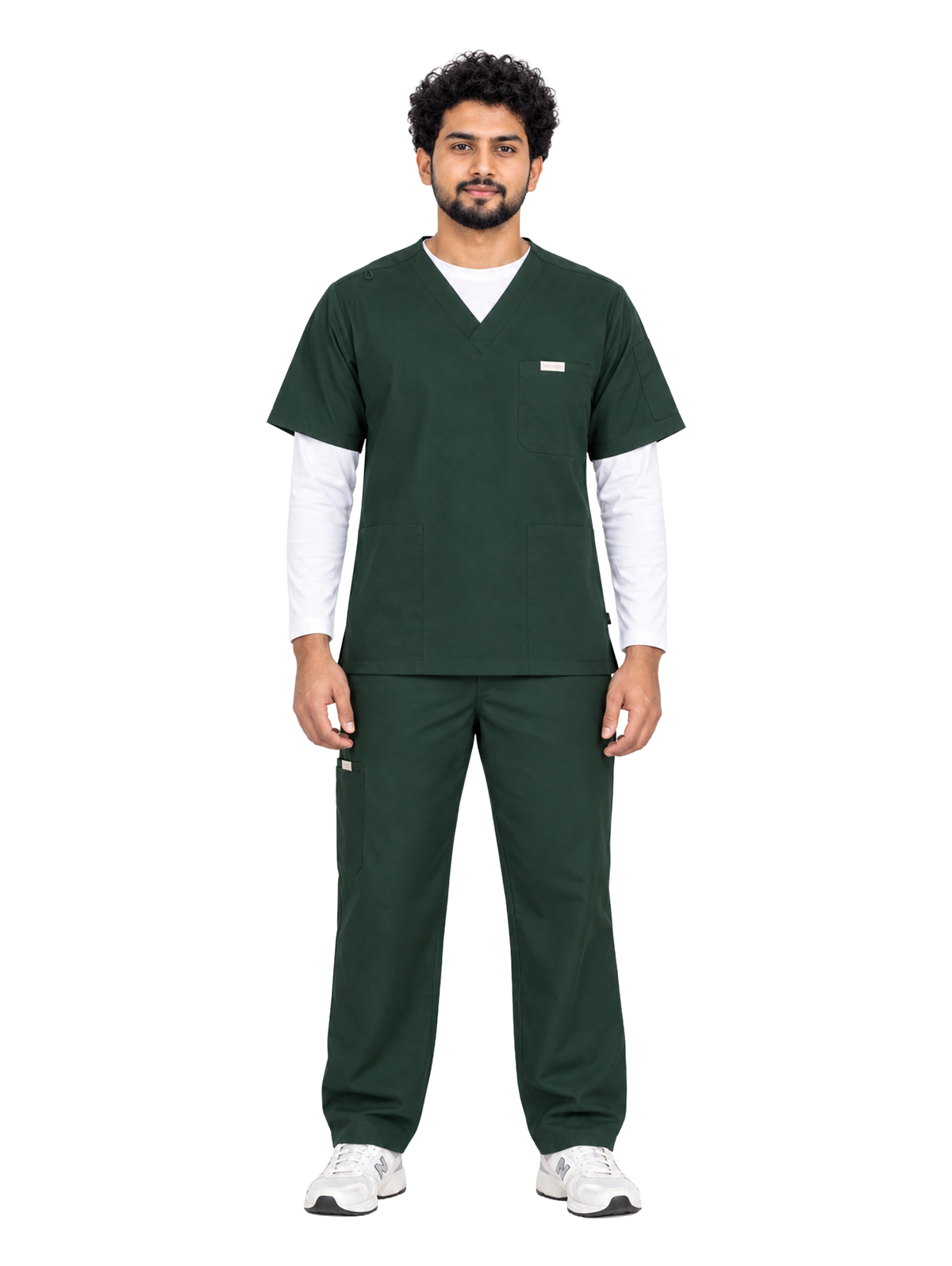 Curawear Core Men's V Neck Scrub Set - Forest Green