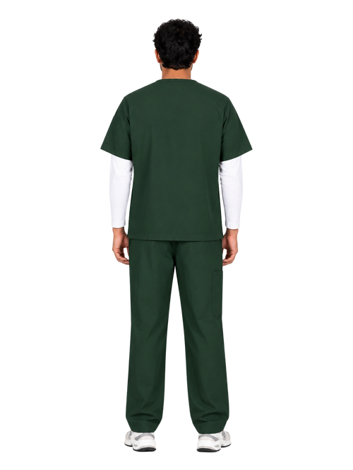Curawear Core Men's V Neck Scrub Set - Forest Green
