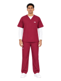 Curawear Core Men's V Neck Scrub Set - Maroon