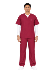 Curawear Core Men's V Neck Scrub Set - Maroon