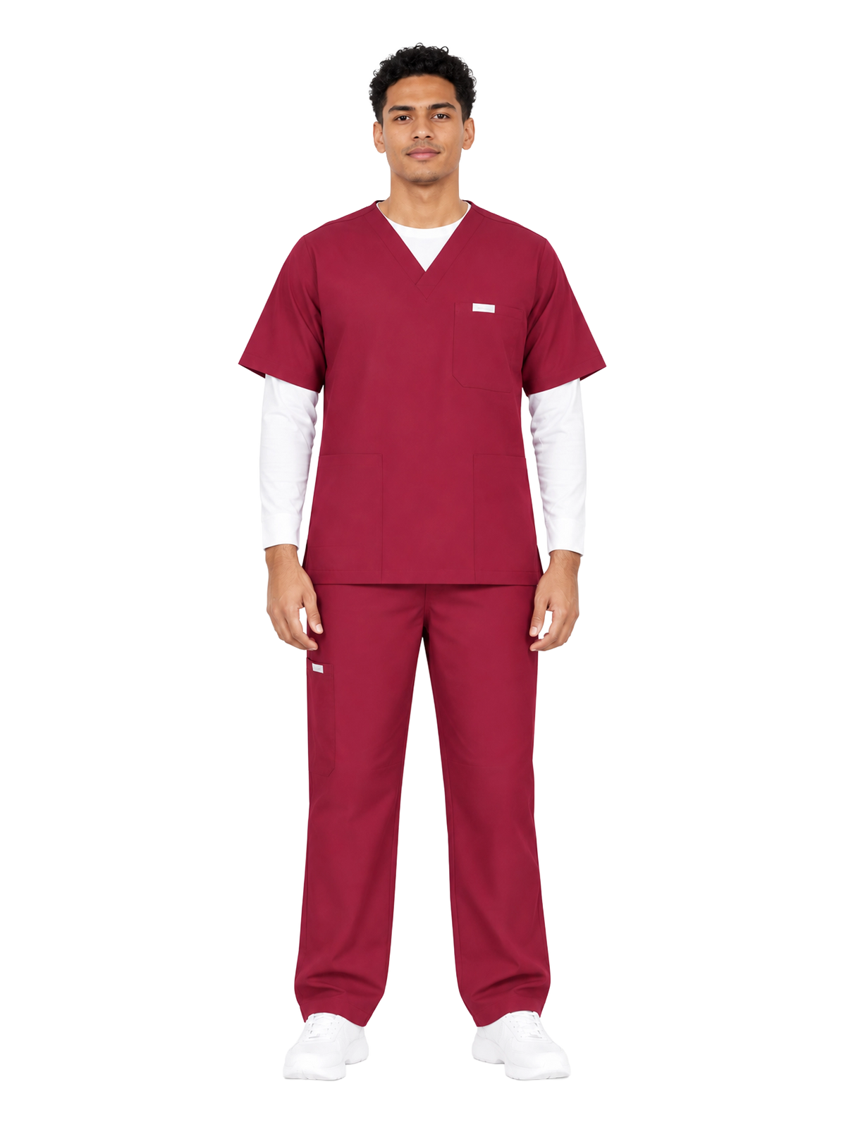 Curawear Core Men's V Neck Scrub Set - Maroon