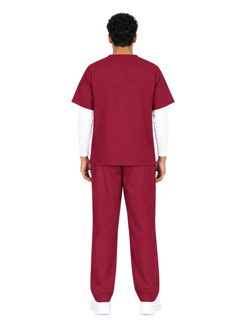 Curawear Core Men's V Neck Scrub Set - Maroon
