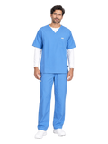 Curawear Core Men's V Neck Scrub Set - Royal Blue