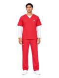 Curawear Core Men's V Neck Scrub Set - Ruby Red