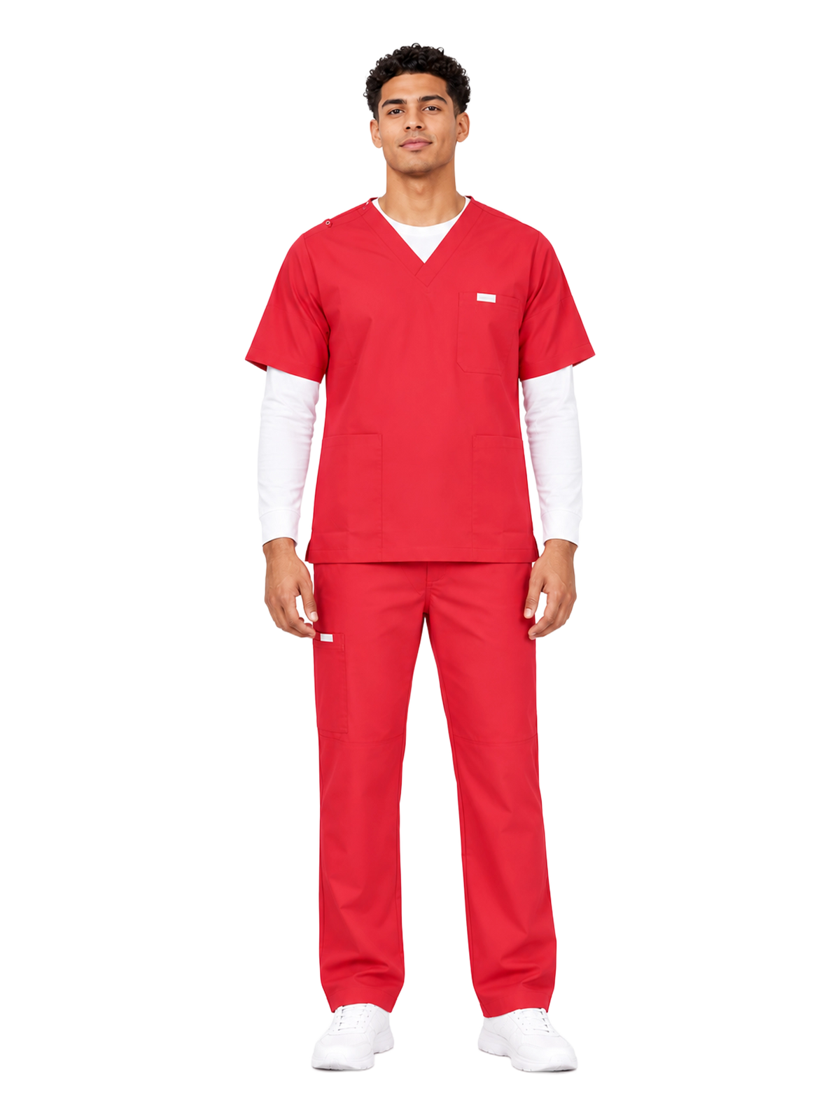 Curawear Core Men's V Neck Scrub Set - Ruby Red