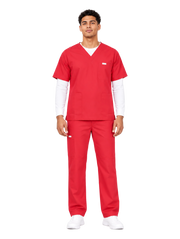Curawear Core Men's V Neck Scrub Set - Ruby Red
