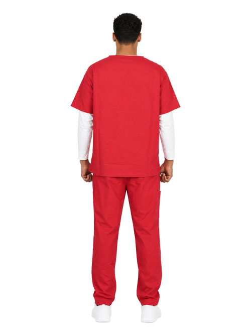 Curawear Core Men's V Neck Scrub Set - Ruby Red