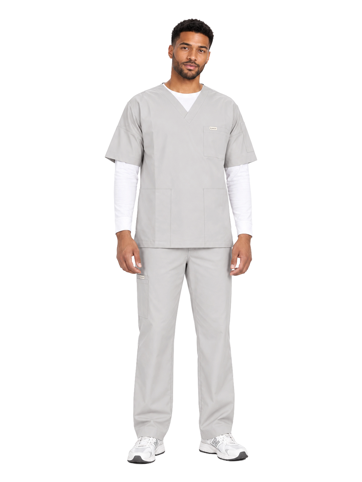 Curawear Core Men's V Neck Scrub Set - Silver Grey