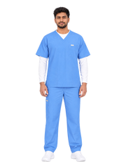 Curawear Core Men's V Neck Scrub Set - Slate Blue