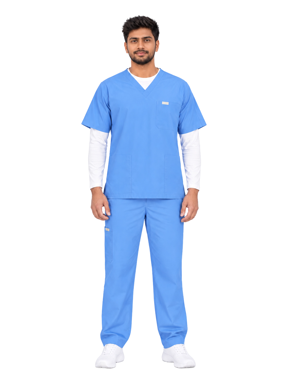 Curawear Core Men's V Neck Scrub Set - Slate Blue