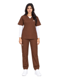 Curawear Core Women's V Neck Scrub Set - Espresso Brown
