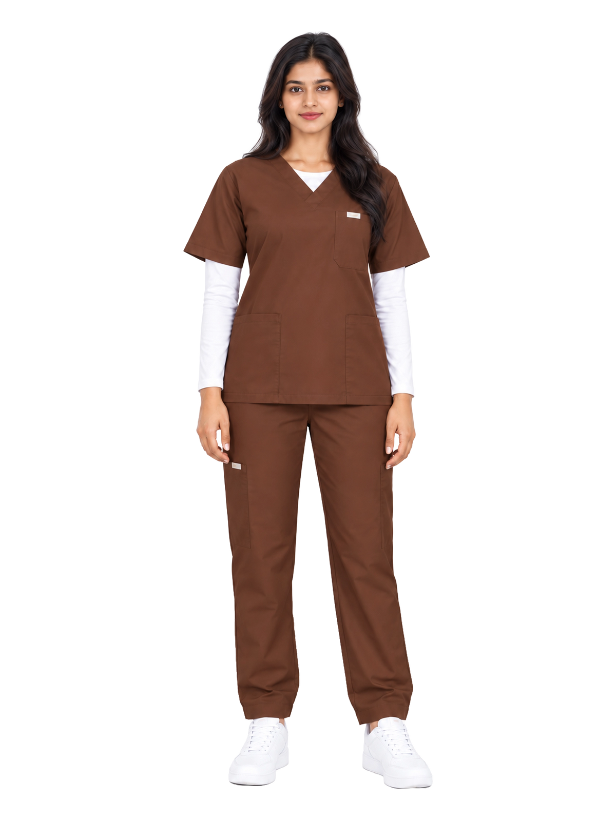 Curawear Core Women's V Neck Scrub Set - Espresso Brown