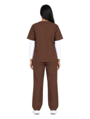 Curawear Core Women's V Neck Scrub Set - Espresso Brown