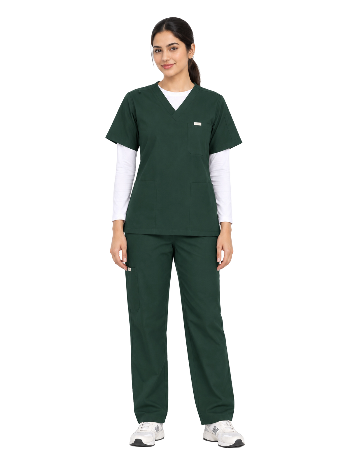 Curawear Core Women's V Neck Scrub Set - Forest Green