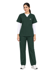 Curawear Core Women's V Neck Scrub Set - Forest Green