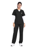 Curawear Core Women's V Neck Scrub Set - Jet Black