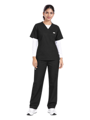 Curawear Core Women's V Neck Scrub Set - Jet Black