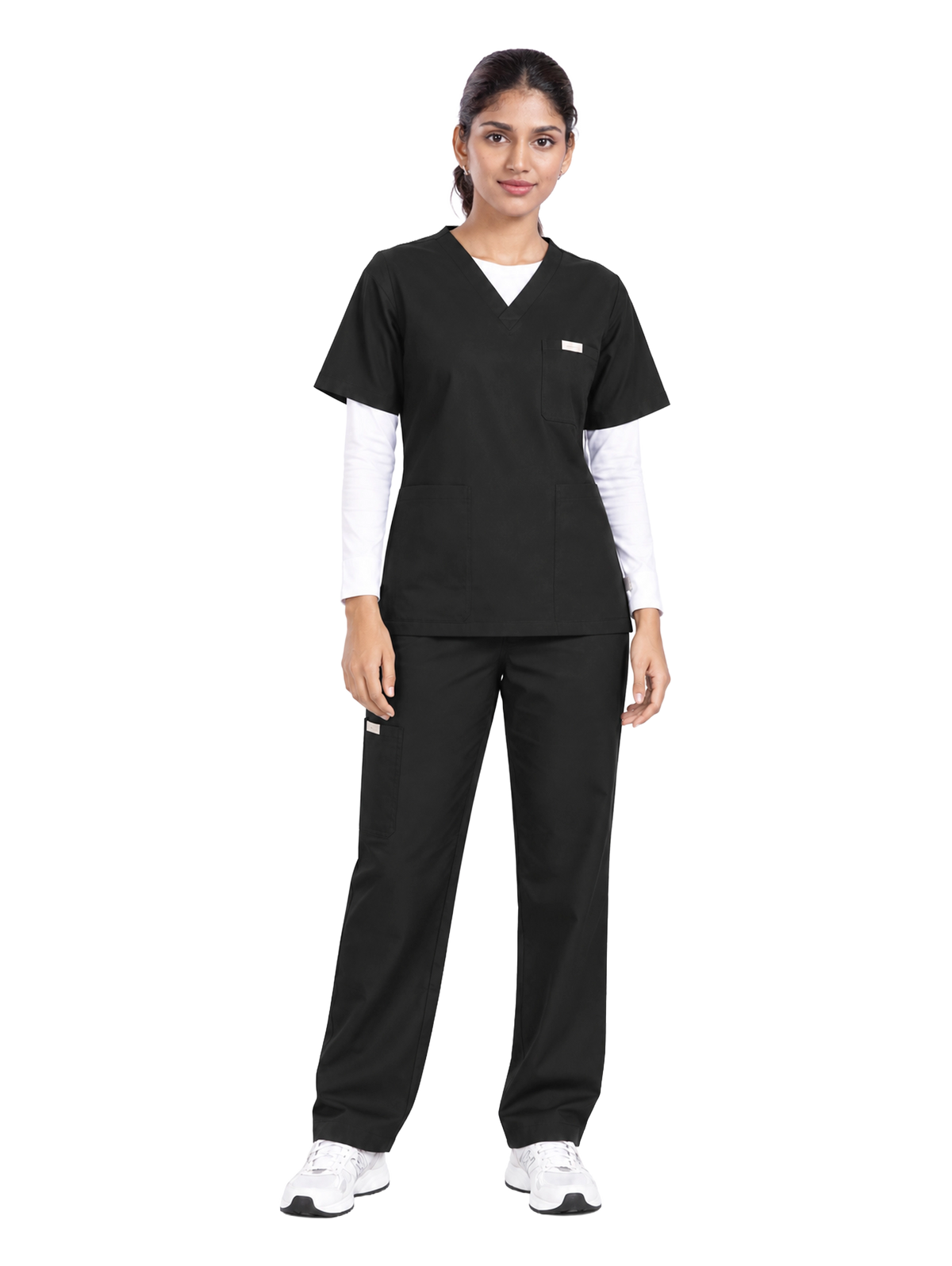 Curawear Core Women's V Neck Scrub Set - Jet Black