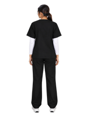 Curawear Core Women's V Neck Scrub Set - Jet Black