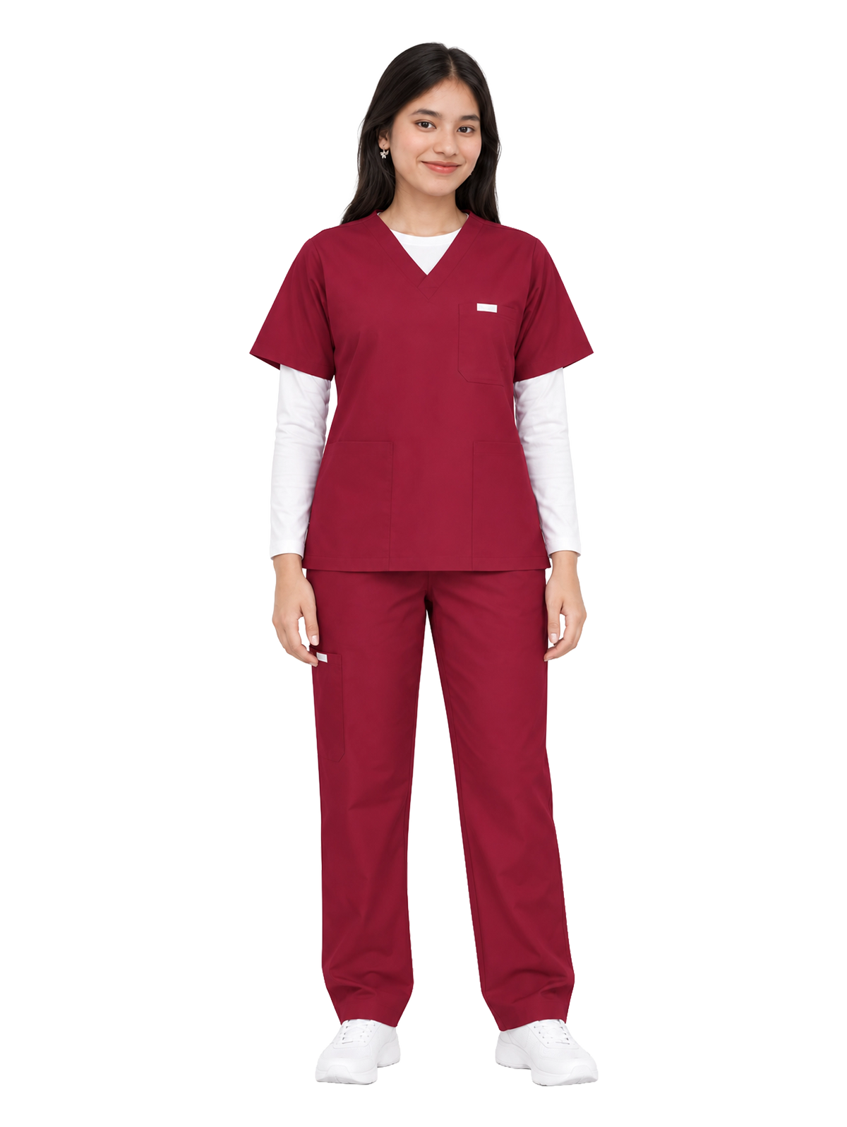 Curawear Core Women's V Neck Scrub Set - Maroon