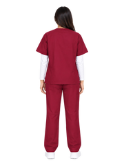 Curawear Core Women's V Neck Scrub Set - Maroon