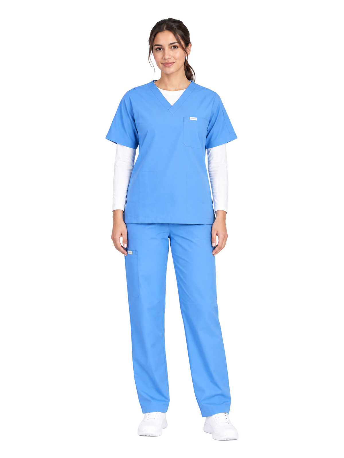 Curawear Core Women's V Neck Scrub Set - Royal Blue