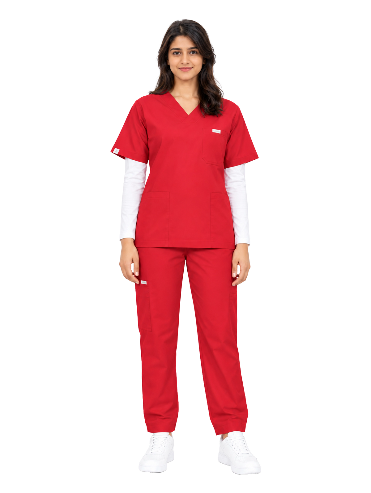 Curawear Core Women's V Neck Scrub Set - Ruby Red