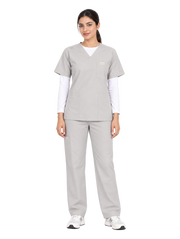 Curawear Core Women's V Neck Scrub Set - Silver Grey