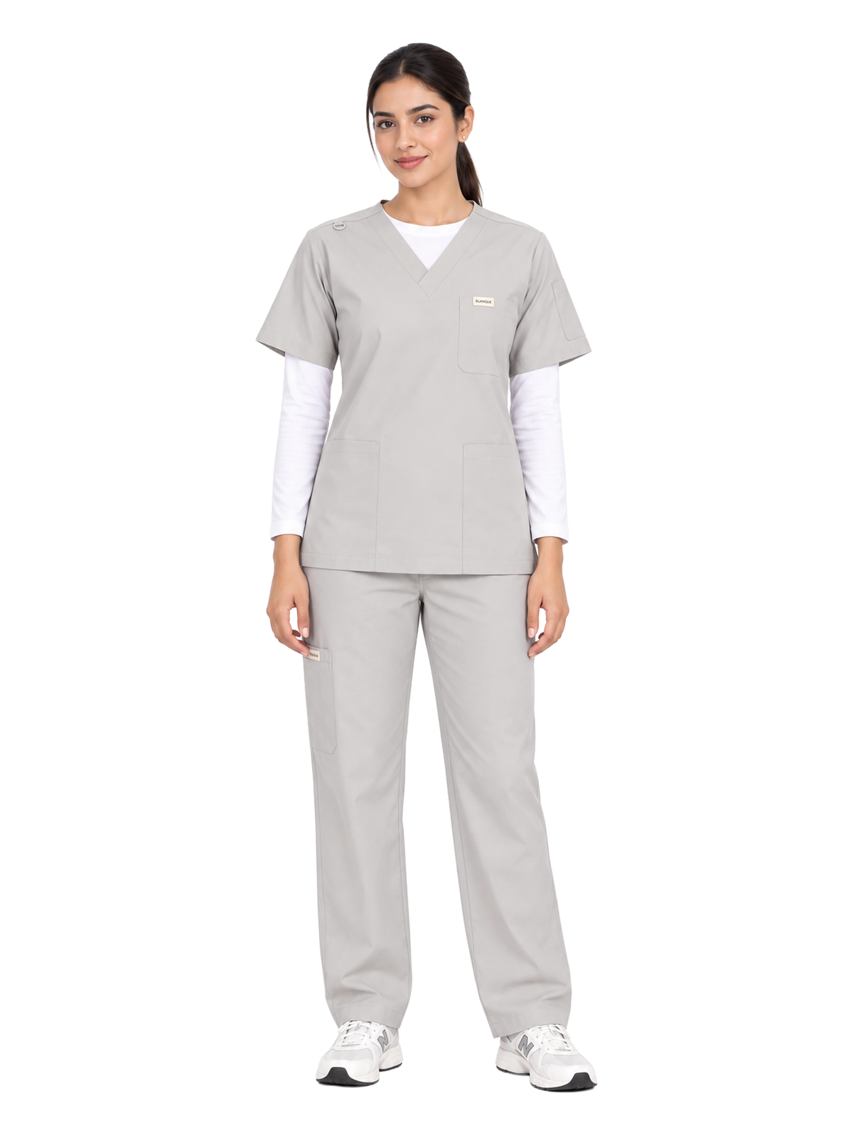 Curawear Core Women's V Neck Scrub Set - Silver Grey