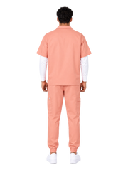 Curawear Elite Men's Polo V Neck Scrub Set - Dusty Rose