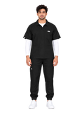 Curawear Elite Men's Polo V Neck Scrub Set - Jet Black