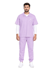 Curawear Elite Men's Polo V Neck Scrub Set - Lavender