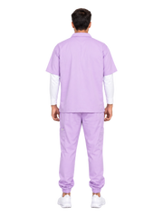 Curawear Elite Men's Polo V Neck Scrub Set - Lavender