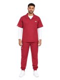 Curawear Elite Men's Polo V Neck Scrub Set - Maroon