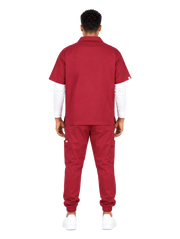 Curawear Elite Men's Polo V Neck Scrub Set - Maroon