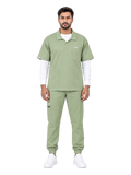 Curawear Elite Men's Polo V Neck Scrub Set - Sage Green