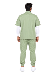 Curawear Elite Men's Polo V Neck Scrub Set - Sage Green