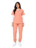 Curawear Elite Women's Polo V Neck Scrub Set - Dusty Rose