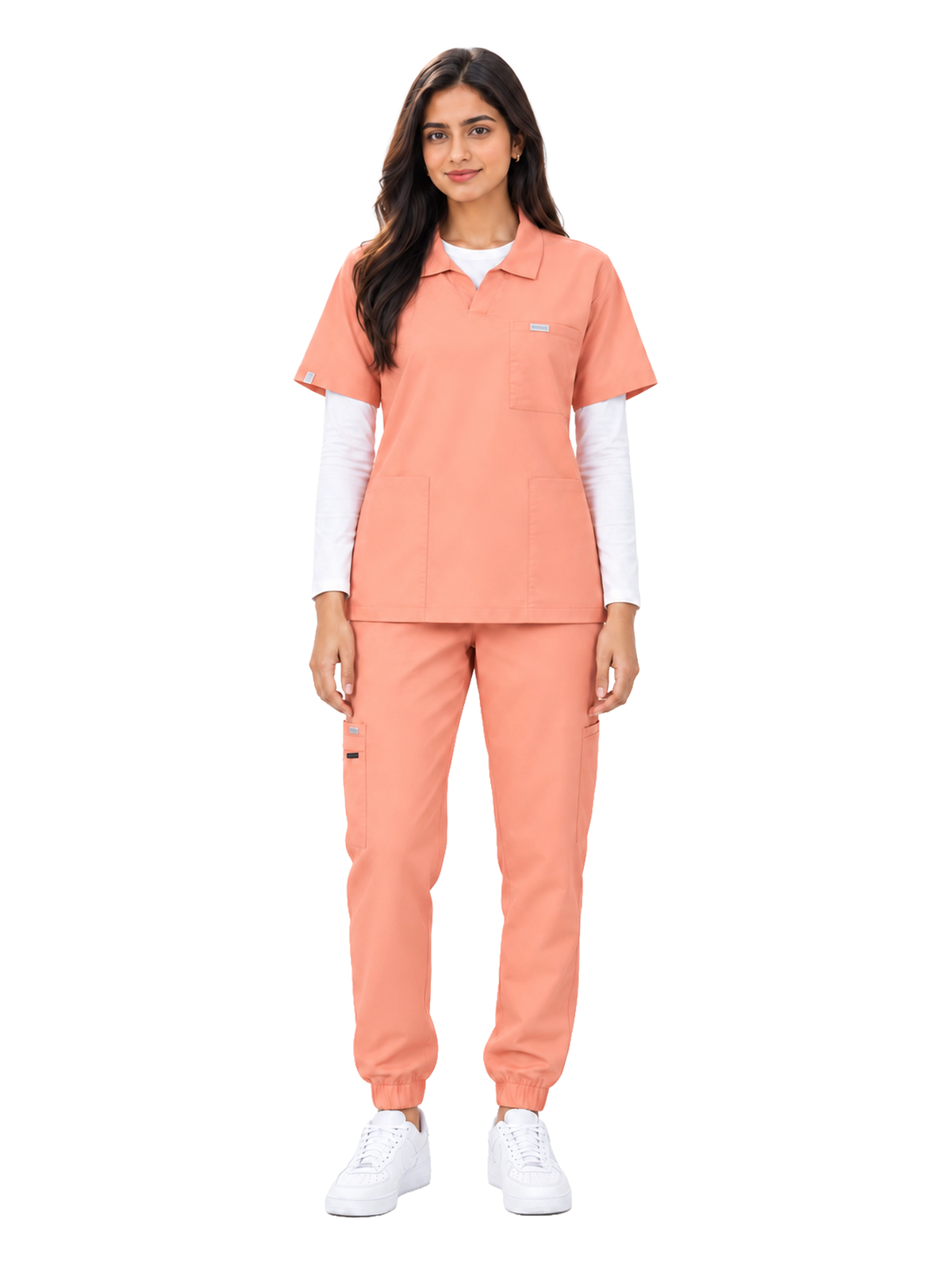 Curawear Elite Women's Polo V Neck Scrub Set - Dusty Rose