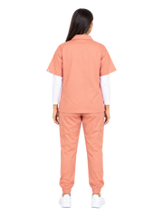 Curawear Elite Women's Polo V Neck Scrub Set - Dusty Rose