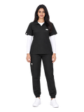 Curawear Elite Women's Polo V Neck Scrub Set - Jet Black