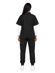 Curawear Elite Women's Polo V Neck Scrub Set - Jet Black