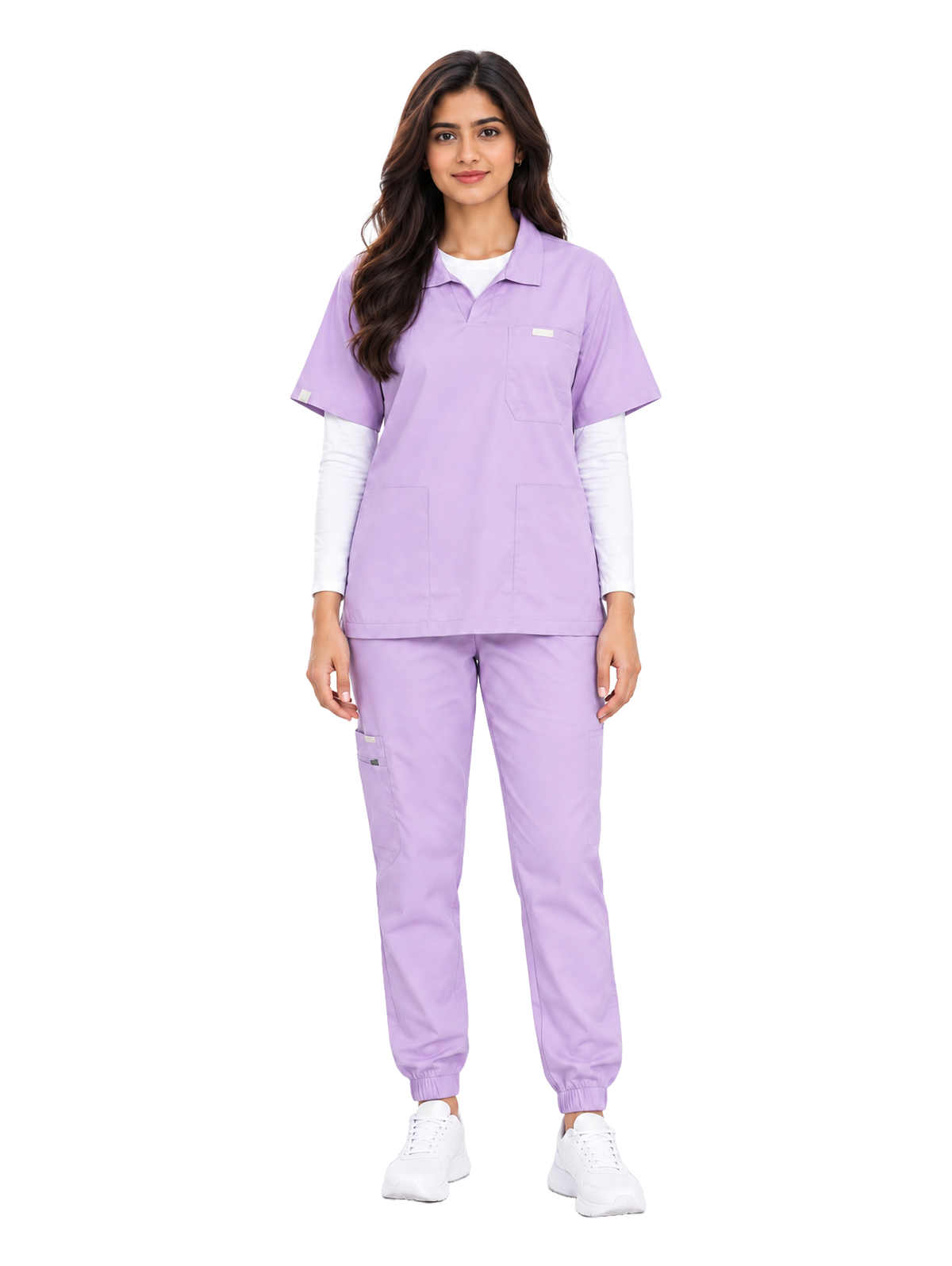 Curawear Elite Women's Polo V Neck Scrub Set - Lavender
