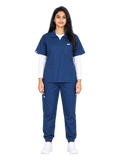 Curawear Elite Women's Polo V Neck Scrub Set - Navy Blue