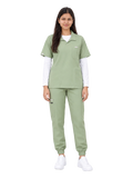 Curawear Elite Women's Polo V Neck Scrub Set - Sage Green