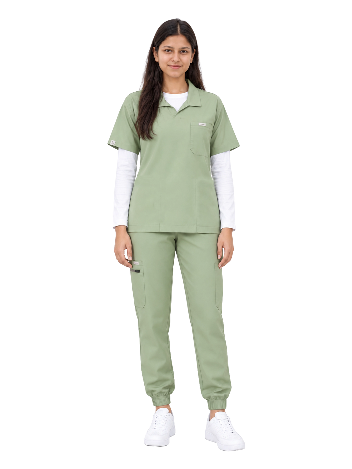 Curawear Elite Women's Polo V Neck Scrub Set - Sage Green
